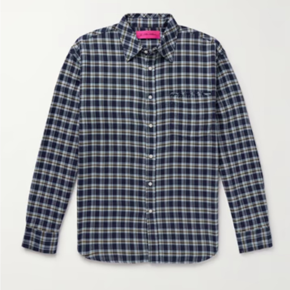 The Elder Statesman Dune Plaid Men's Button-Down Shirt - size Small